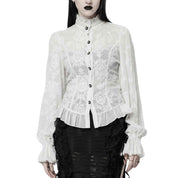 Embroidered Victorian Puff Sleeve Blouse