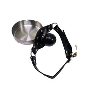 ash tray ball gag lockable silicone faux leather adjustable strap steel ashtray BDSM fetish gag accessory