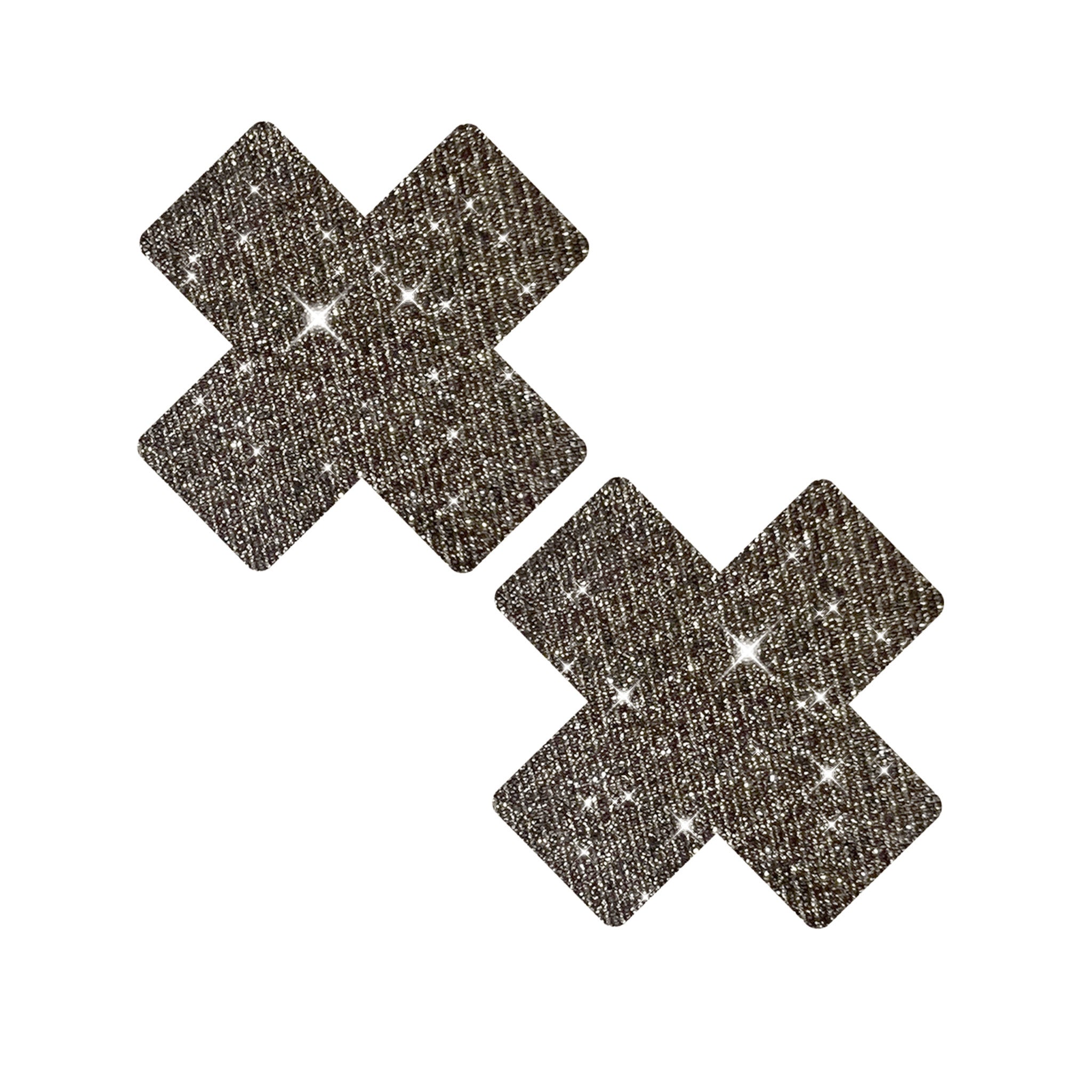 Adhesive medical-grade accessories pasties nipple nipple-covers nipple-pasties breast-petals x-shaped glitter beautiful sparkly self-adhering fetish fashion alt-fashion rave ravewear raver-babe partywear festivalwear costume cosplay halloween unisex black