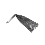 BDSM flogger with hidden plug, black chain flogger, dual-purpose impact toy, anal play flogger, bondage whip.