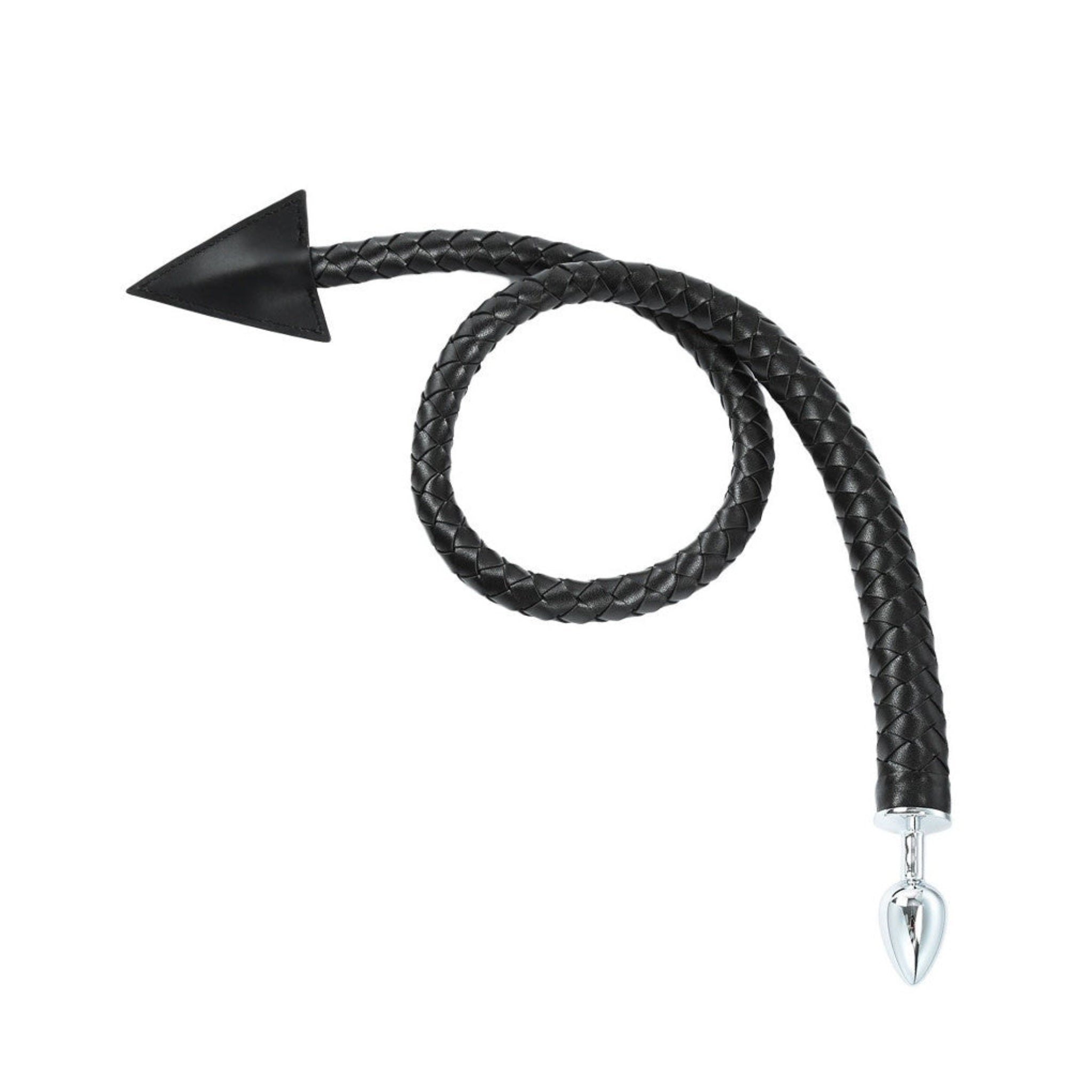 Braided devil tail anal plug, whip plug, succubus/incubus plug, BDSM devil tail, impact play anal plug, fantasy roleplay butt plug.