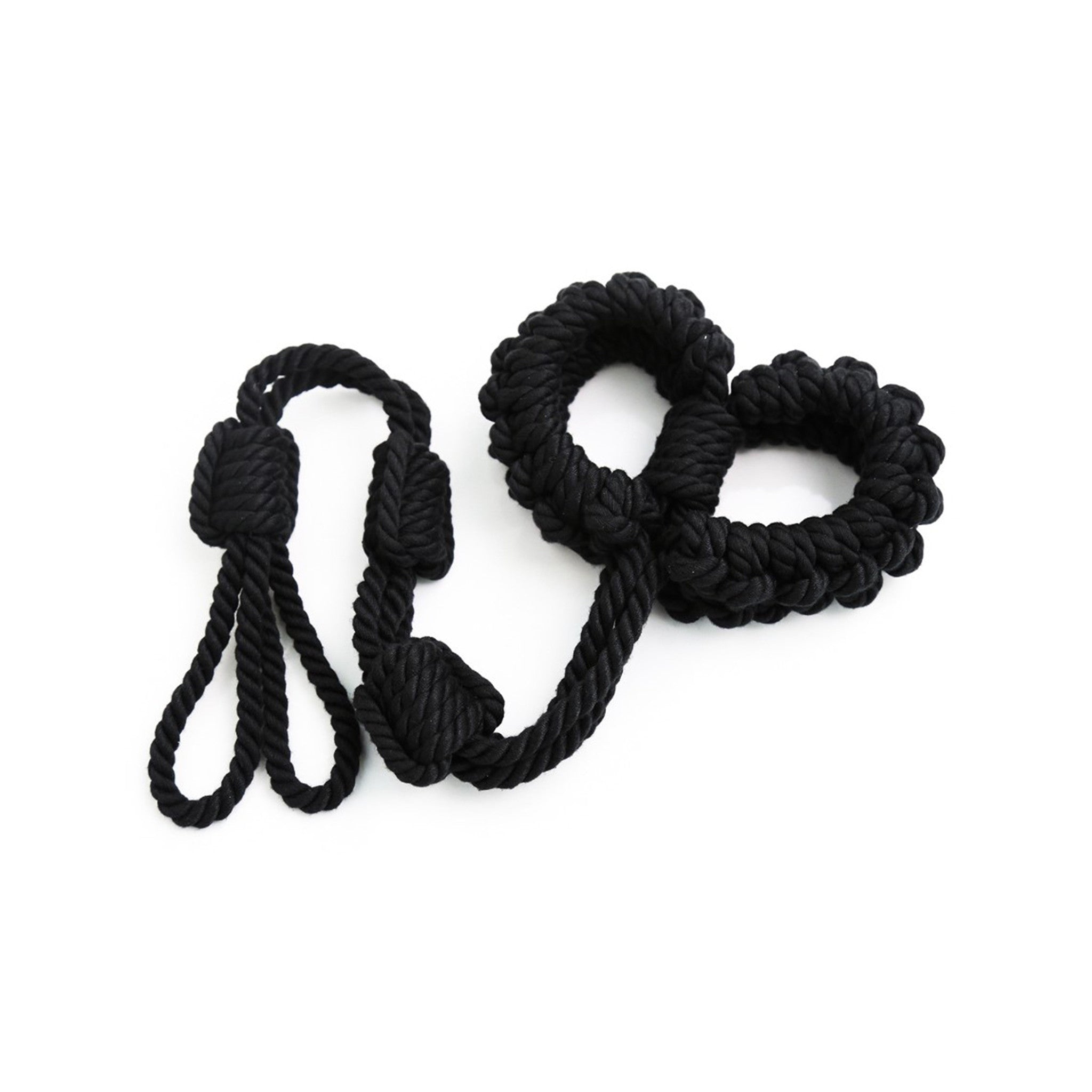 braided rope handcuffs black polyester adjustable wrist ankle cuffs BDSM restraint fetish accessory