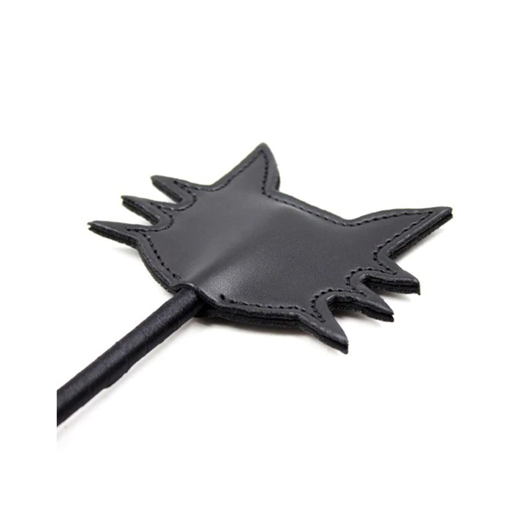 Cat head riding crop, BDSM spanking crop, fetish impact toy, leather riding crop, feline-themed crop.