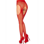Spandex nylon rhinestones fishnet fish-net accessories intimates hosiery pantyhose stockings tights suspender crystalized open-crotch open-back cutout cut-out glamorous sexy bold luxurious gleaming sparkling fashion alt-fashion alternative bedroom elegant fancy eveningwear kink kinky kinky-play kinkwear costume cosplay halloween female femme feminine women red