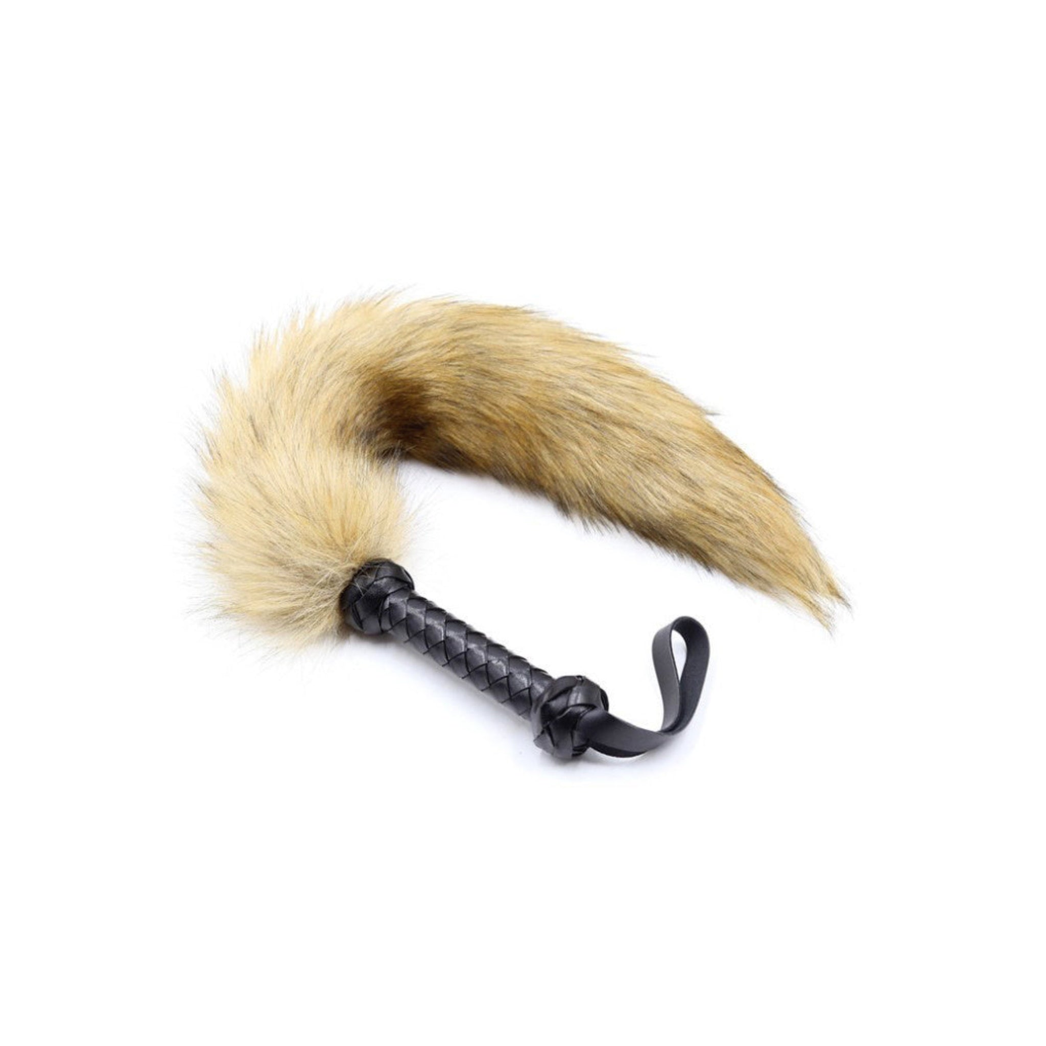 faux foxtail whip vegan faux fur handle wrist loop bdsm sensory play fetish roleplay accessory