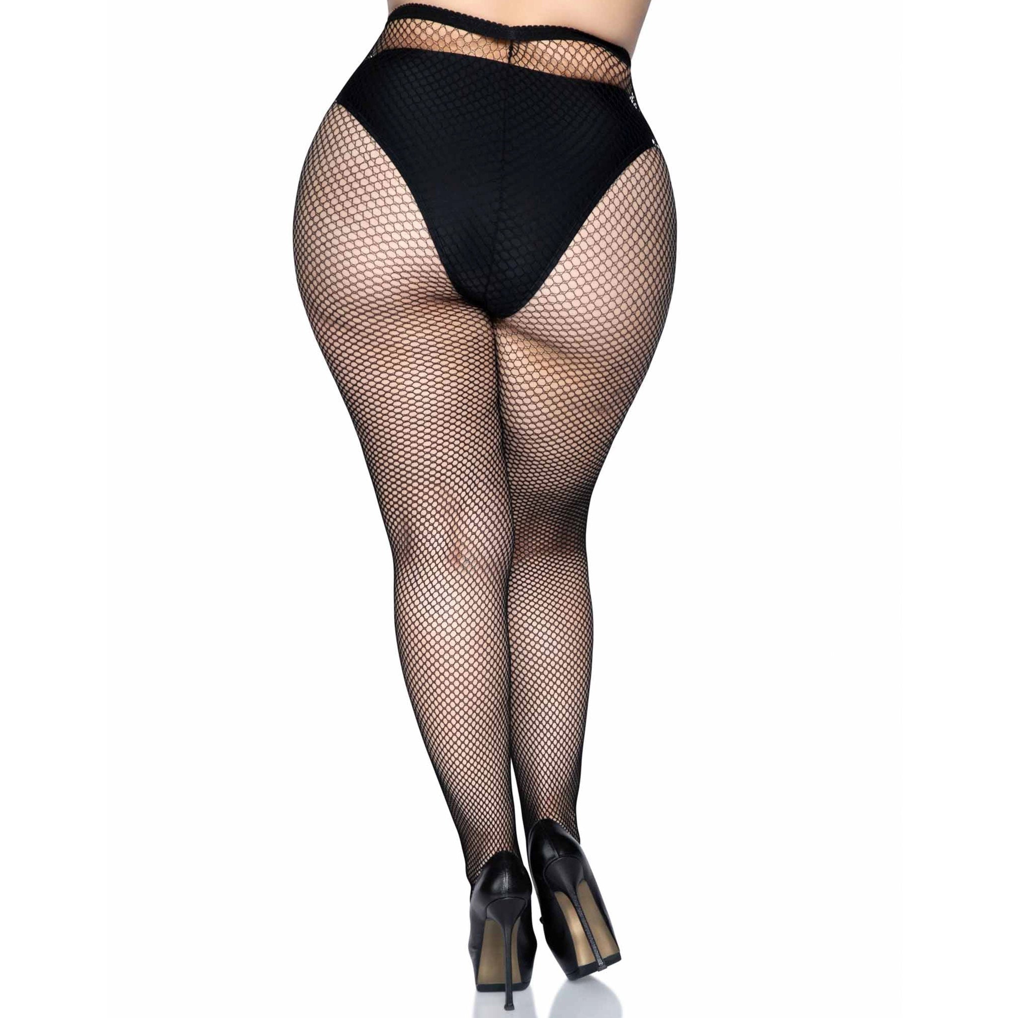 black fishnet pantyhose spandex queen size hosiery plus size tights nylon blend flattering fit lingerie staple versatile hosiery fetish factory