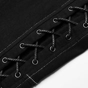 goth multi buckle pants black lace up pants pockets long pants white stitching contrast straps knee loops alternative fashion gothic streetwear edgy punk clothing structured pants