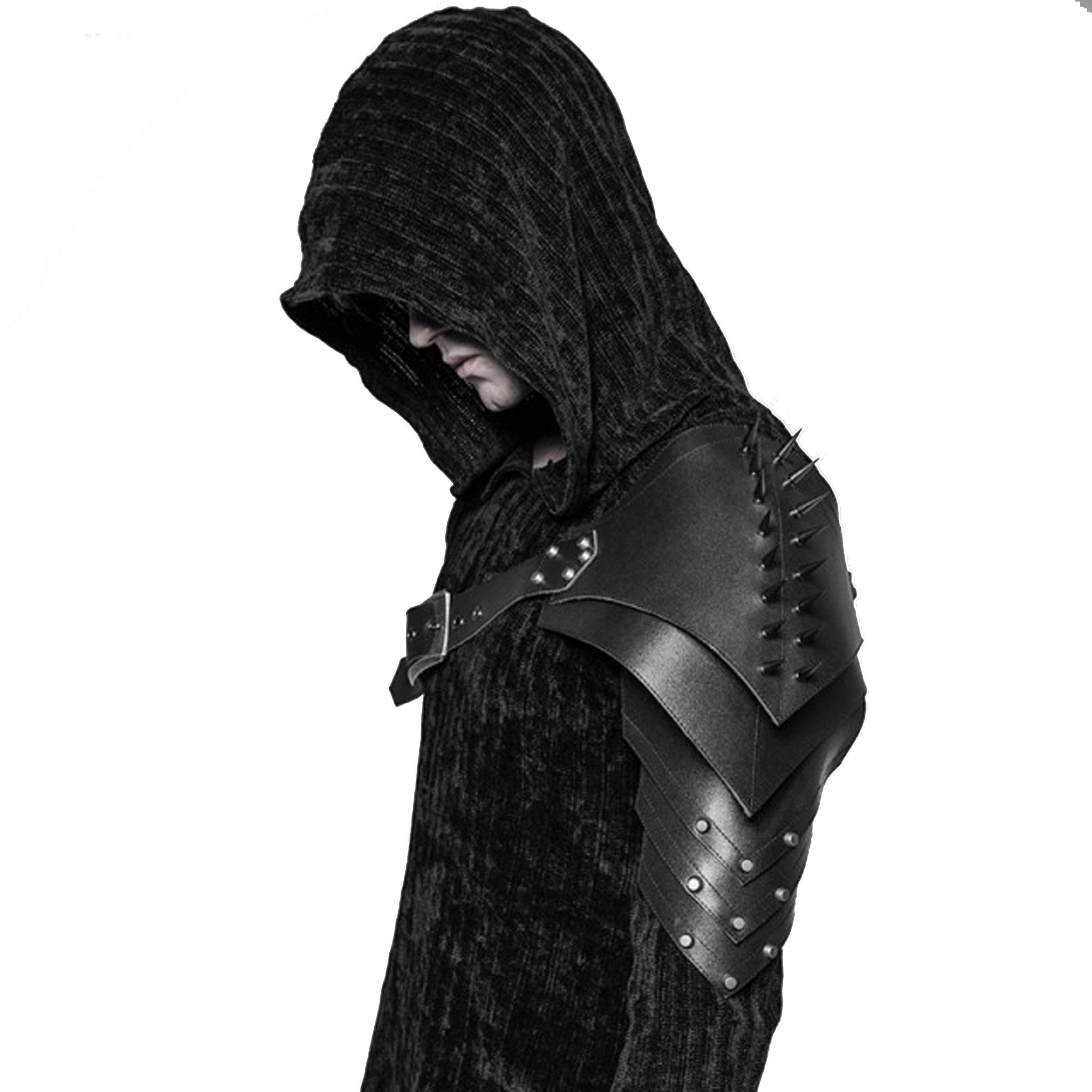 heavy warrior single shoulder spiked harness black asymmetric cross body strap adjustable buckle gothic punk cosplay accessory alternative fashion studded shoulder harness one size fits most