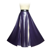 high slit latex skirt, thin latex long skirt with dual slits, full-length fetish latex skirt, dramatic latex fashion bottom, 0.25mm natural latex skirt, Fetish Factory latex wear