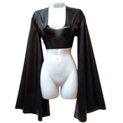 latex butterfly crop top, dramatic bell sleeve latex shirt, latex fashion crop, rave fetish latex top, natural latex handcrafted crop top, Fetish Factory latex wear