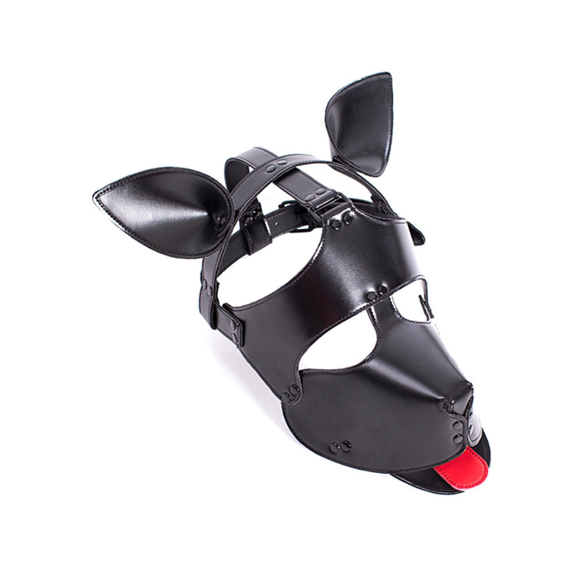 leatherette puppy mask pup play bdsm mask adjustable buckle detachable leash fetish roleplay accessory