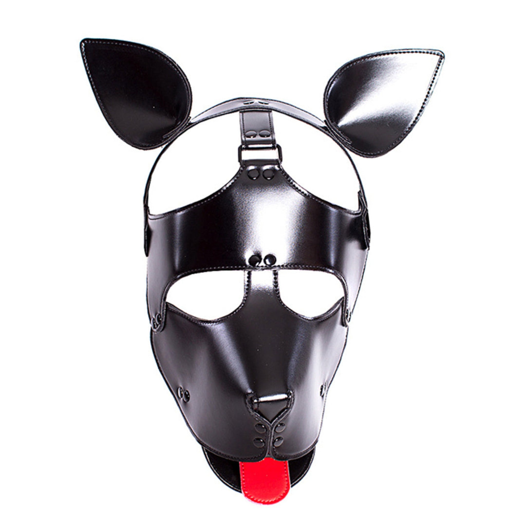 leatherette puppy mask pup play bdsm mask adjustable buckle detachable leash fetish roleplay accessory
