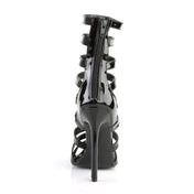 pvc strappy cage high heel sandals black glossy fetish heels stiletto 5 inch arch zip back pvc upper cage design sexy clubwear fetish footwear fetish factory