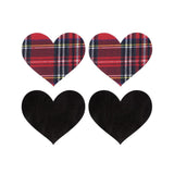 Plaid Schoolgirl Hearts Pasties - Red & Black