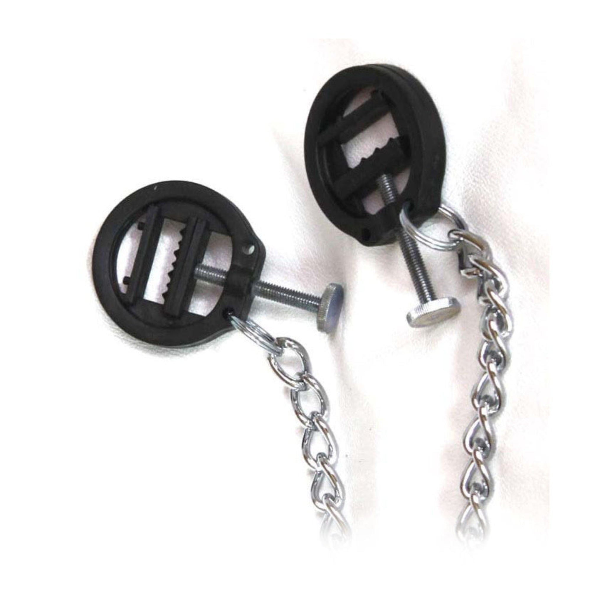 Plastic nipple clamps with metal connecting chain, adjustable light clamps, spiked nipple pinch clamps, BDSM nipple restraint, adult bondage accessories, erotic play clamps