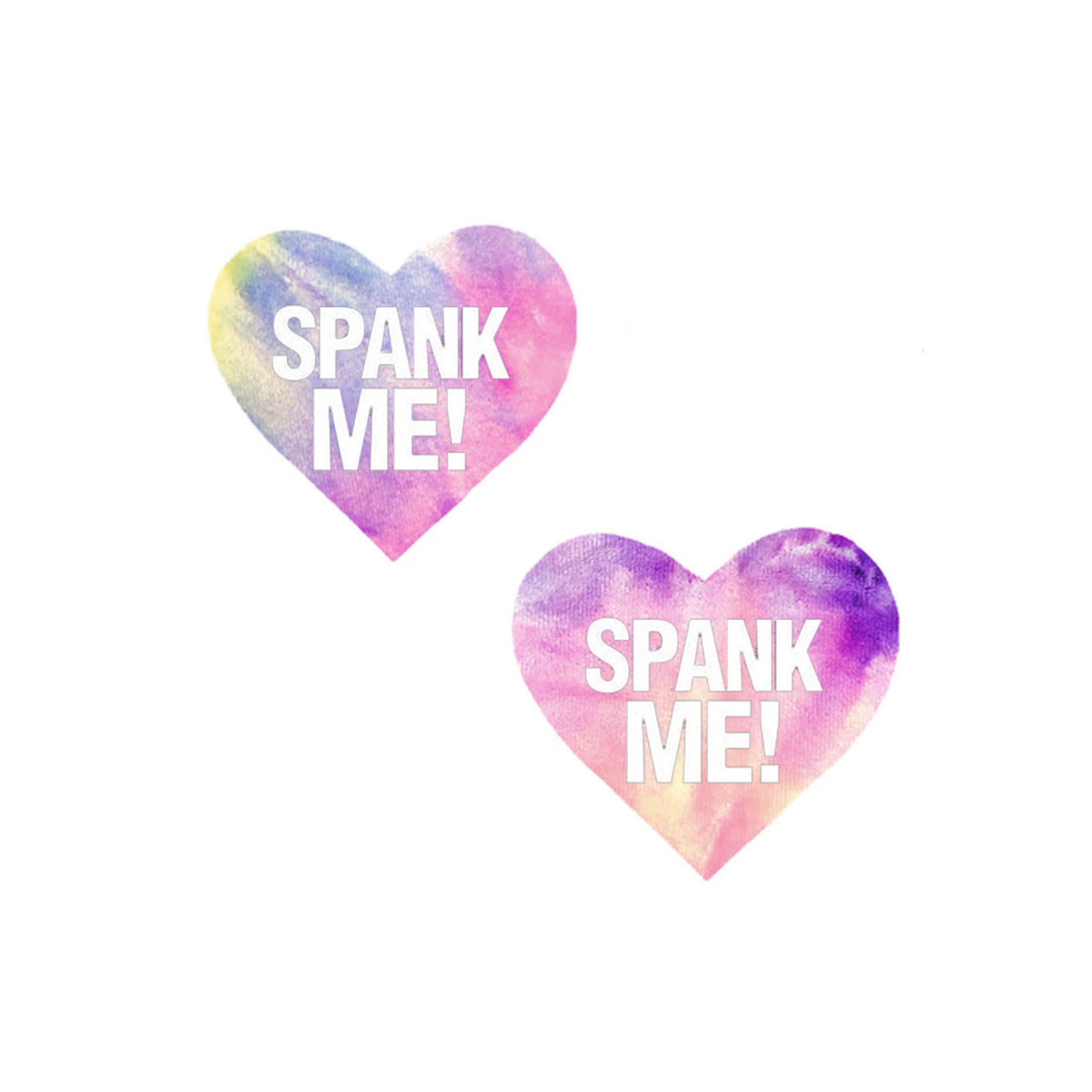 spank me candy heart pastel pasties tie dye candy heart nipple covers medical grade adhesive hypoallergenic latex free reusable festival rave pastel goth body accessories playful fashion