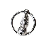 stainless steel hollow beaded urethral probe with cock ring metal urethral insert hollow sound advanced fetish medical play urethral toy stainless steel cock ring beaded urethral sound kinky steel toy fetish factory