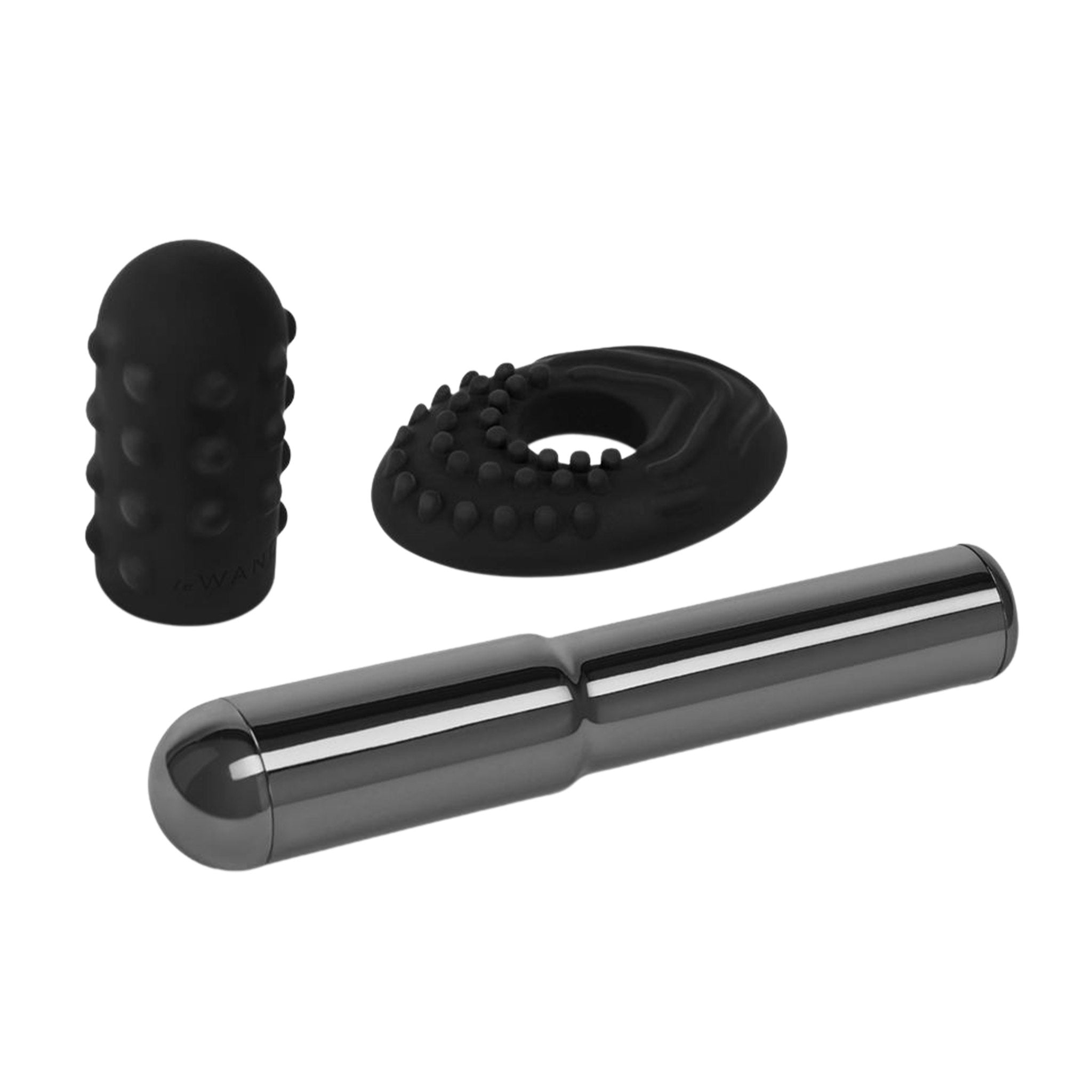 Metallic vibrator vibrating vibration vibe bullet ring silicone sleeve detachable clit clitoral stimulator stimulation adult-toys black