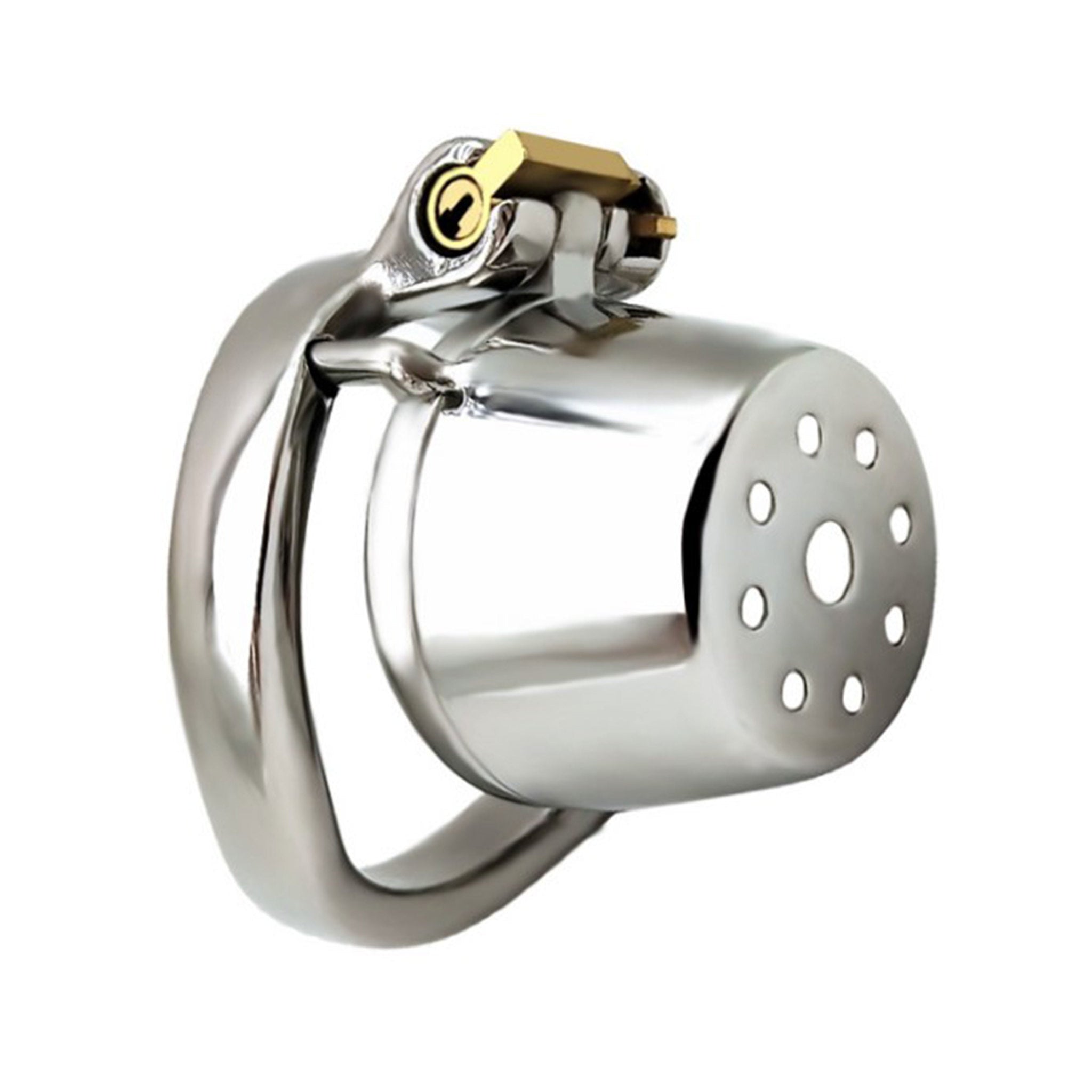 Stainless-steel chastity male-chastity thimble sewing-thimble ventilated pincushion lockable locking dormant-lock cnb cock&ball cock-and-ball cbt cock ball torture bondage bdsm bdsm-gear sadism masochism sadomasochism kink kinky kinky-play adult-toys silver