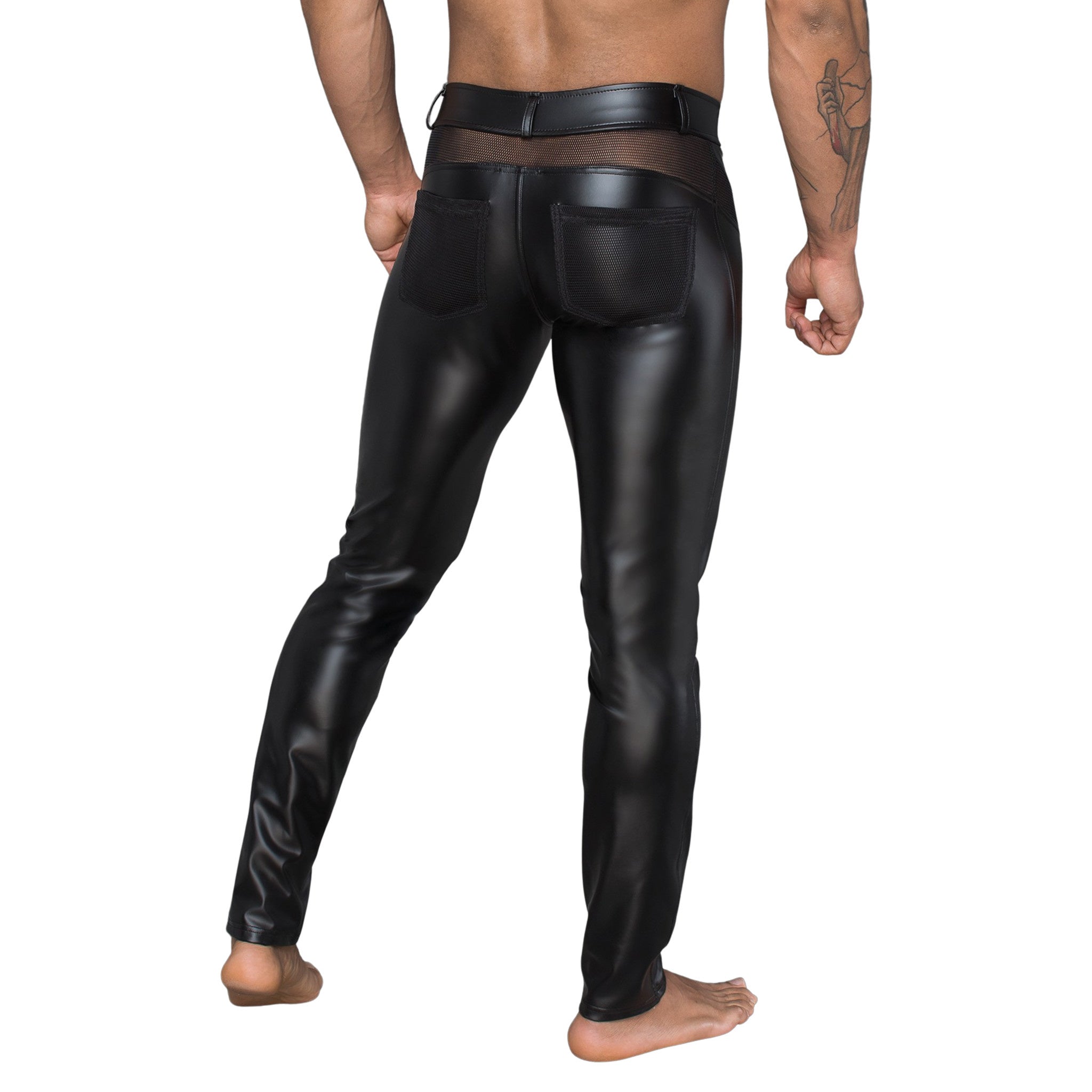 Wetlook power powerwetlook stretch pants trousers long net mesh 3d 3-d inserts honeycomb hexagon pattern noir black