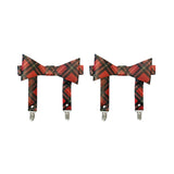 Red Plaid Vegan Leather Bow Garters 2 PC Set