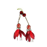 Gold Tweezer Nipple Clamps W Red Feathers