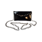 PVC Grommets Envelope Purse with Detachable Chain, Black, PVC Material, Grommet Detailing, Detachable Chain, Stylish Fetish Purse